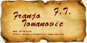Franjo Tomanović vizit kartica